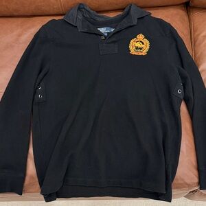 Polo by Ralph Lauren Black Long Sleeve Polo with Gold Crest